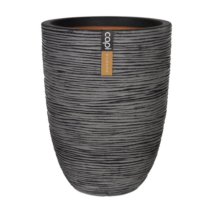 Blumentopf Vase elegant niedrig rib anthrazit Ø 46 cm - Capi Blumentopf Vase elegant niedrig rib anthrazit Ø 46 cm - Capi