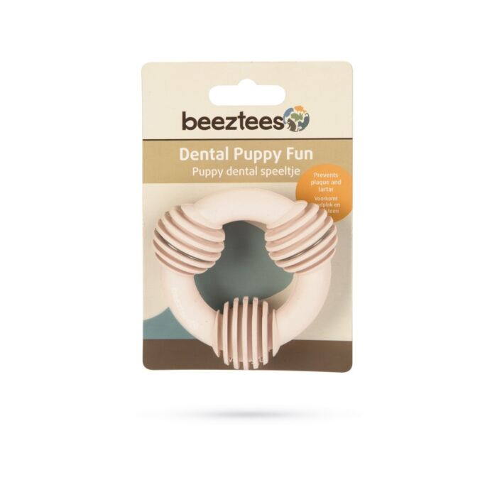 Puppy-Zahnpflege-Ring Gummi rosa 8 cm – Beeztees