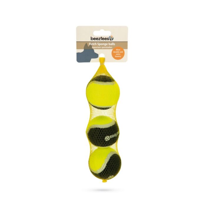 Fetch-Schwammball blau/gelb 3 Stück Ø6,3 cm – Beeztees