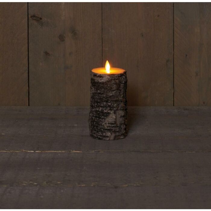 Kaars berk rustk+vlam 15cm br bo