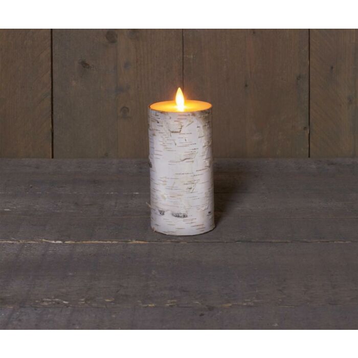 Kaars berk rustk+vlam 15cm wt bo
