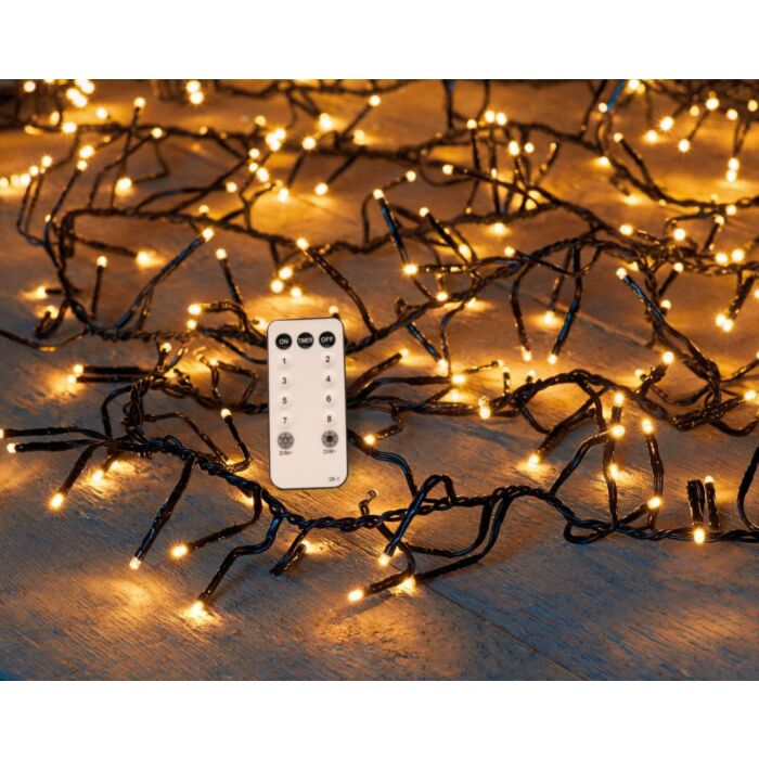 TREECLUSTER 1,6-1,9M 10M/768L LED CLASSIC WARM FERNBEDIENUNG 4M BETRIEBSKABEL 36V/IP44 TRAFO TIMER 8