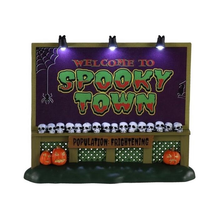 LEMAX SPOOKYTOWN SIGN, B/O (4.5V)
