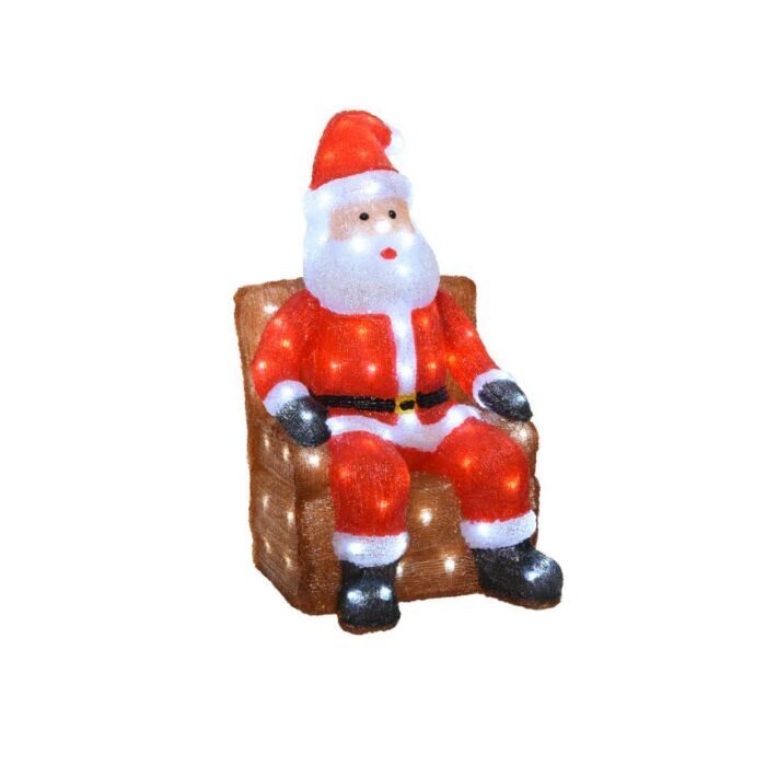 Nikolaus im Stuhl LED-Lichtfigur Weihnachten outdoor h60 cm - Lumineo