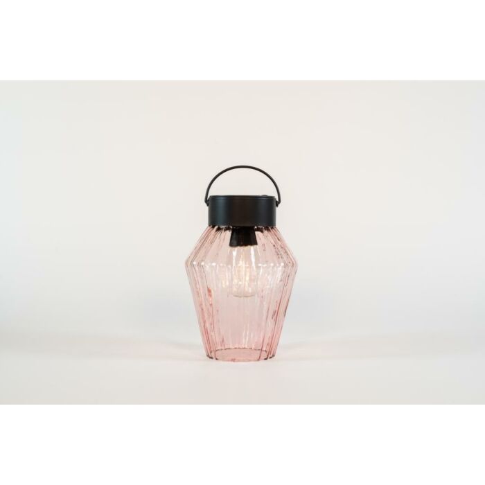 Retro-Solarlampe aus Glas d12h16cm Rosa