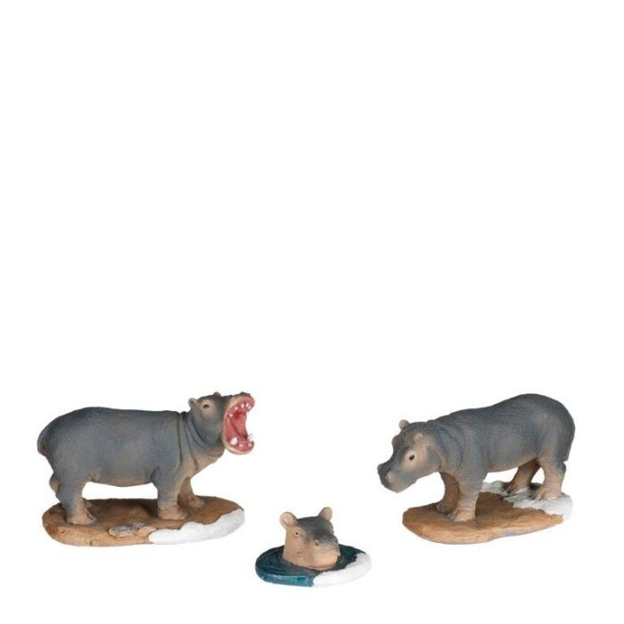 Hippopotamus family 3 stuks - l9,5xb5xh6cm