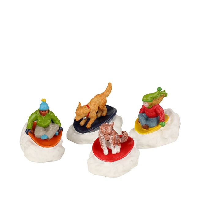 LEMAX DOG SNOW SAUCER FUN, SATZ VON 4