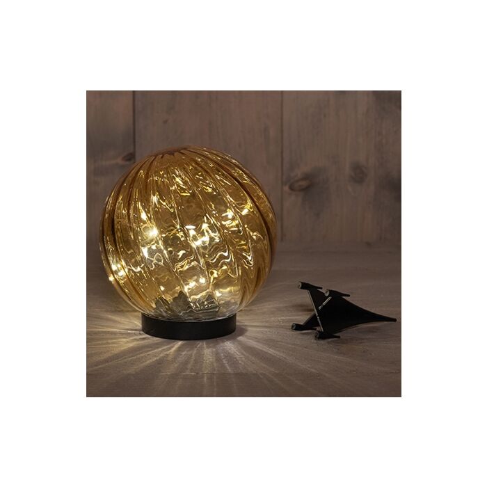 Solarglaskugel mit Bernsteinstecker 18 cm Solarglaskugel mit Bernsteinstecker 18 cm