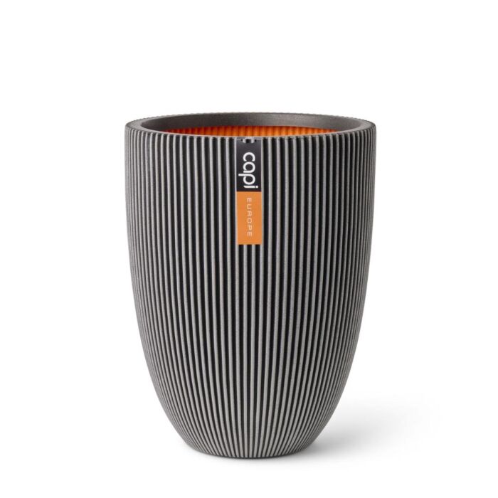 Blumentopf Vase elegant niedrig groove anthrazit Ø 46 cm - Capi