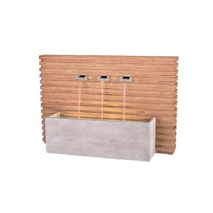 Springbrunnen rechteckig gerippt Polyresin Naturholz grau 90 cm - Lumineo Springbrunnen rechteckig gerippt Polyresin Naturholz grau 90 cm - Lumineo