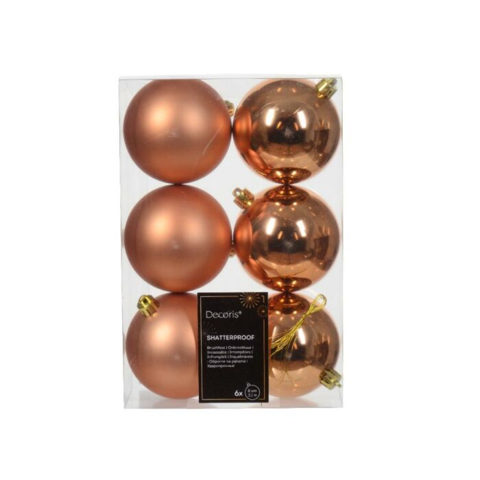 Weihnachtskugeln rot kopfer Kunststoff mix Ø 8 cm Satz von 6 - Decoris Weihnachtskugeln rot kopfer Kunststoff mix Ø 8 cm Satz von 6 - Decoris