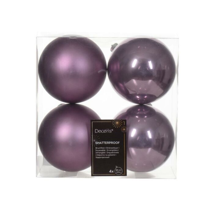 Weihnachtskugeln kirstal lila Kunststoff mix Ø 10 cm Satz von 4 - Decoris Weihnachtskugeln kirstal lila Kunststoff mix Ø 10 cm Satz von 4 - Decoris