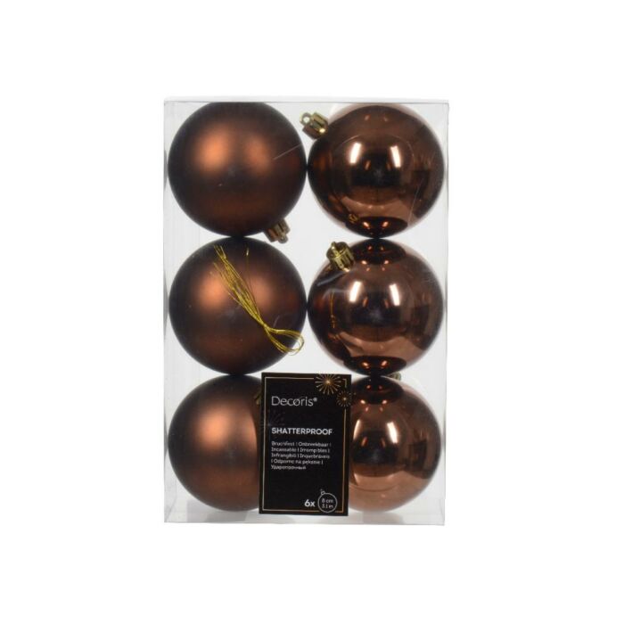 Weihnachtskugeln espresso braun Kunststoff mix Ø 8 cm Satz von 4 - Decoris Weihnachtskugeln espresso braun Kunststoff mix Ø 8 cm Satz von 4 - Decoris