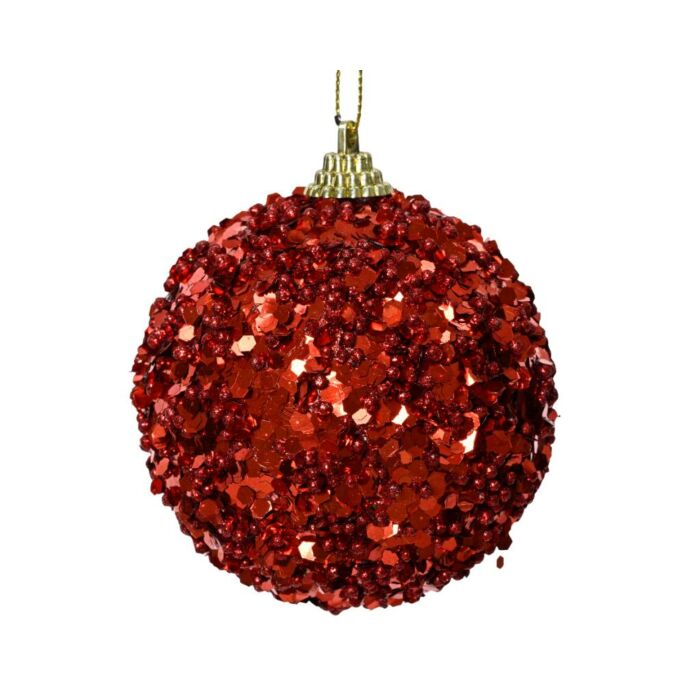 Weihnachtskugel Glitzer rot Ø 8 cm