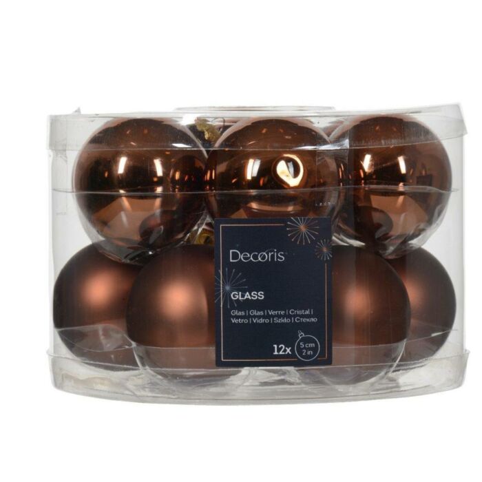 Weihnachtskugeln Glas mix espresso braun Ø 5 cm Satz von 12 - Decoris Weihnachtskugeln Glas mix espresso braun Ø 5 cm Satz von 12 - Decoris