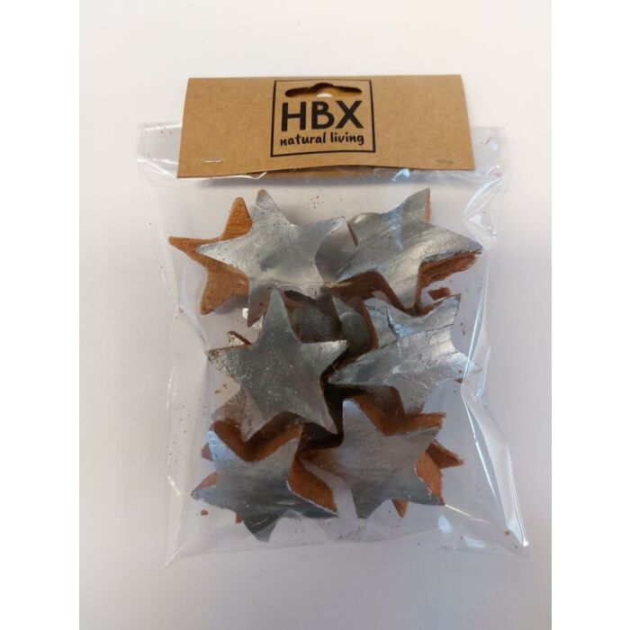 Basic Coco Star 4,5 cm zilver set van 15 - HBX Natural Living Basic Coco Star 4,5 cm zilver set van 15 - HBX Natural Living