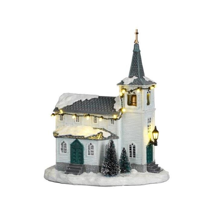 Wooden church battery operated 20 cm - Luville
