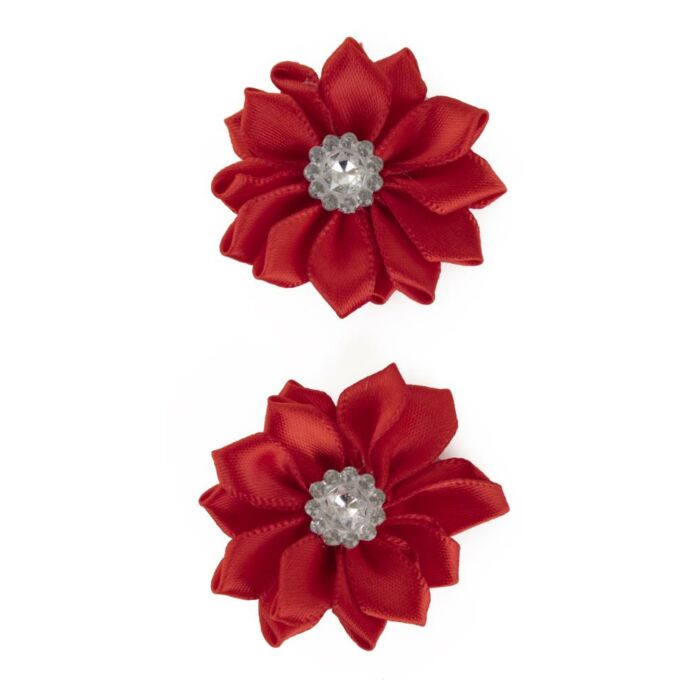 Satinblume mi Stein 4cm rot