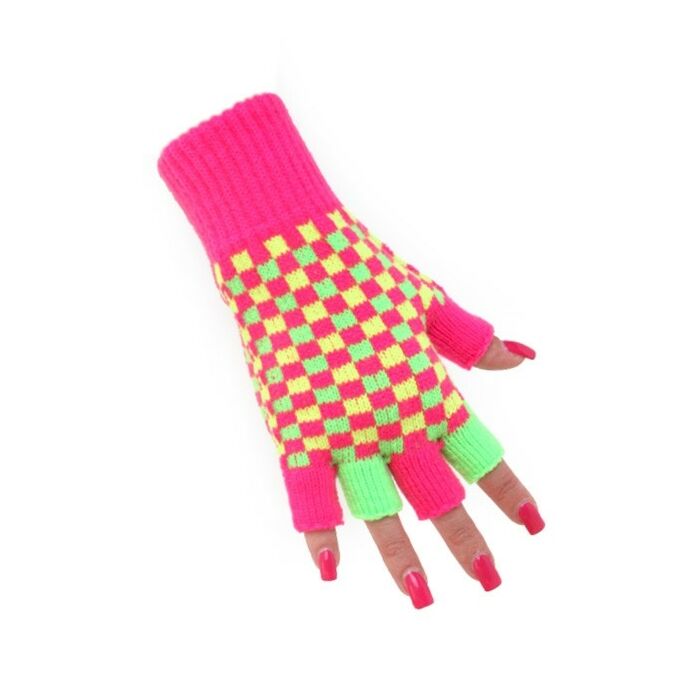 Fingerloser Handschuh neon kariertt