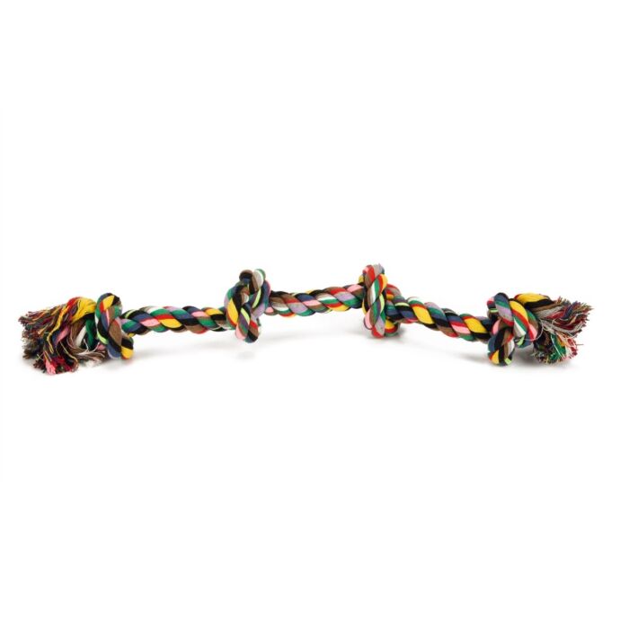 Hundespielzeug Flossyspielzeug mit 4 Knoten, bunt