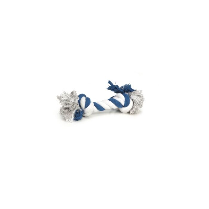 Hundespielzeug Beeztees Flossy mit 2 Knoten, weiß/blau