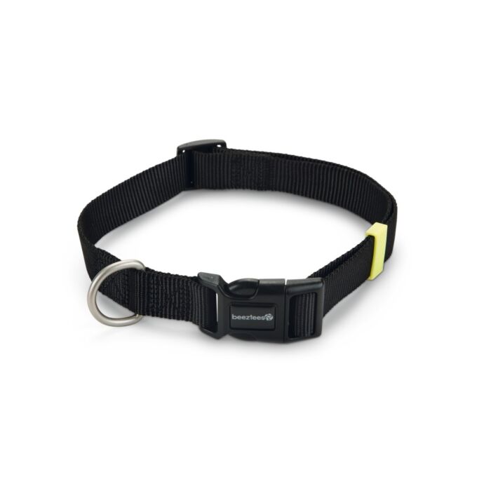 Beeztees Nylon halsband uni zwt 48-70x25cm