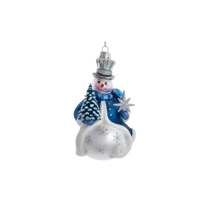 Blue Snowman Glass Ornament 14 cm - Kurt Adler Blue Snowman Glass Ornament 14 cm - Kurt Adler
