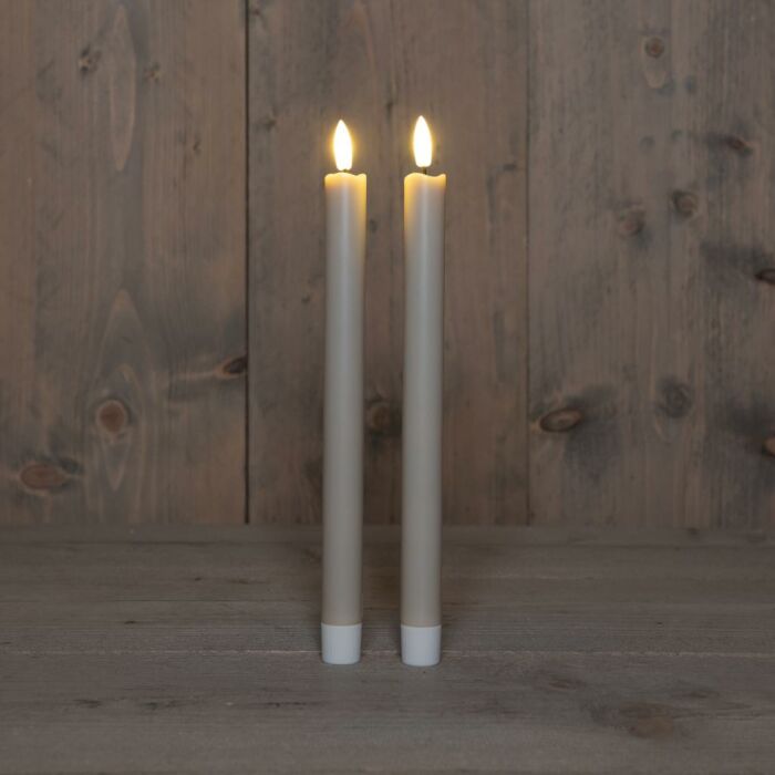 Tafelkerze 3D taupe 24 cm - 2 stuks Tafelkerze 3D taupe 24 cm - 2 stuks