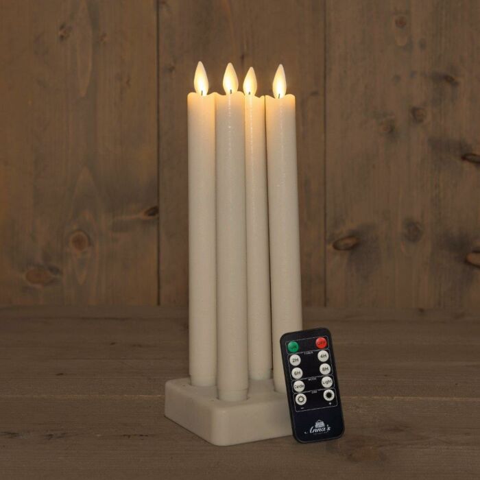 Wiederaufladbare Kerze mit beweglicher Flamme Elfenbein 23,5 cm 4er Set - Anna's Collection Wiederaufladbare Kerze mit beweglicher Flamme Elfenbein 23,5 cm 4er Set - Anna's Collection