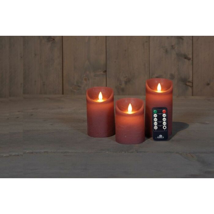 LED Kerze rustikal bewegliche Flamme antik rosa 3er Set - Anna's Collection LED Kerze rustikal bewegliche Flamme antik rosa 3er Set - Anna's Collection
