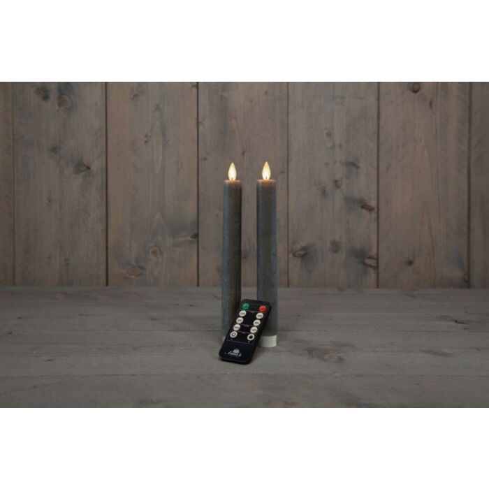 Tischkerze rustikal Wachs auf Batterie grau 23 cm 2er Set - Anna's Collection
