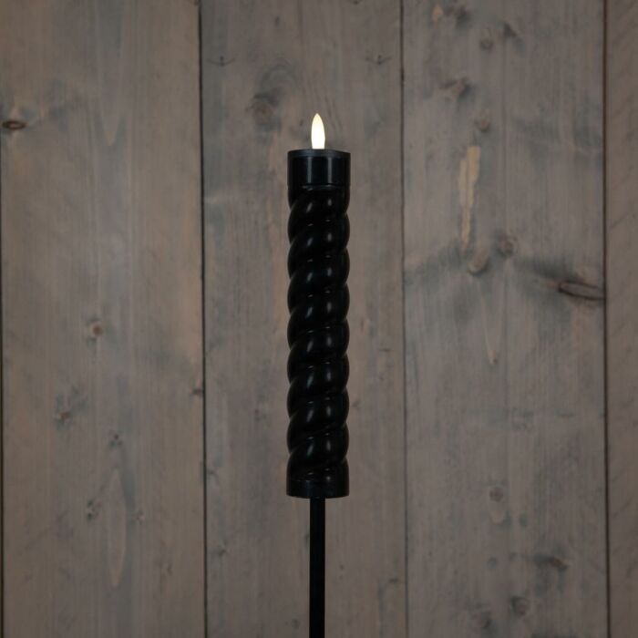 Fackel Swirl 3D Solar mit Docht schwarz auf Stecker L 76 cm Fackel Swirl 3D Solar mit Docht schwarz auf Stecker L 76 cm