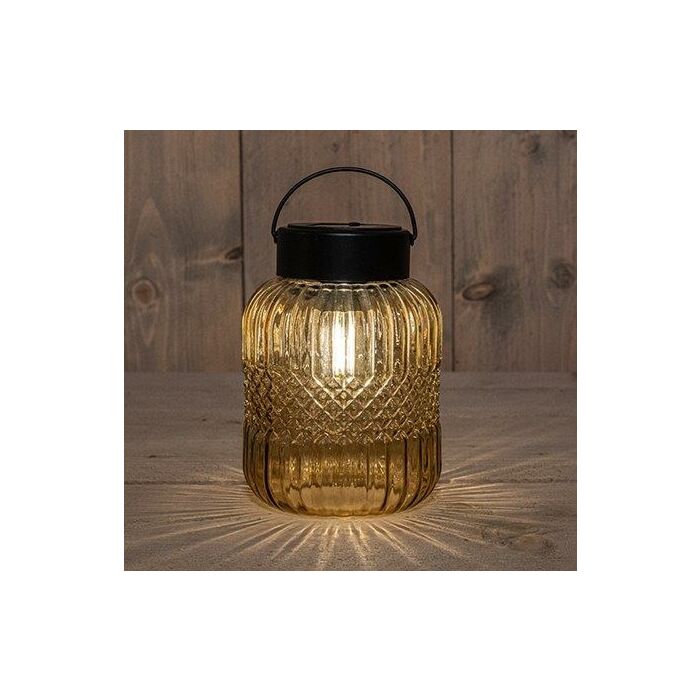 Solarlampe Retro Glas Bernstein 16 cm Solarlampe Retro Glas Bernstein 16 cm