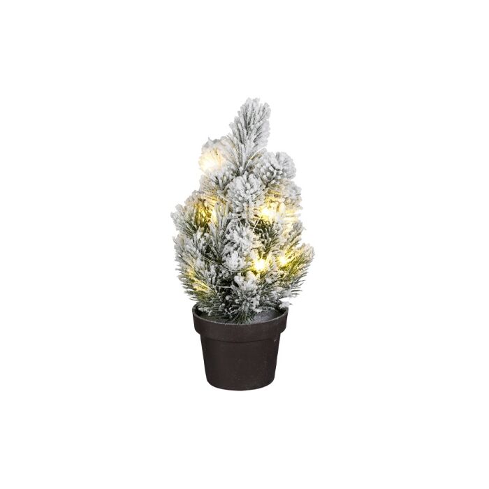 Weihnachtsbaum im Topf grün gefrostet 10 LEDs mit Batterie 24 cm - Mica