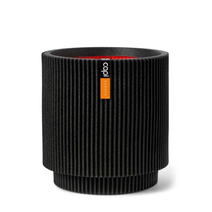 Blumentopf Vase zylinder groove schwarz Ø 36 cm - Capi