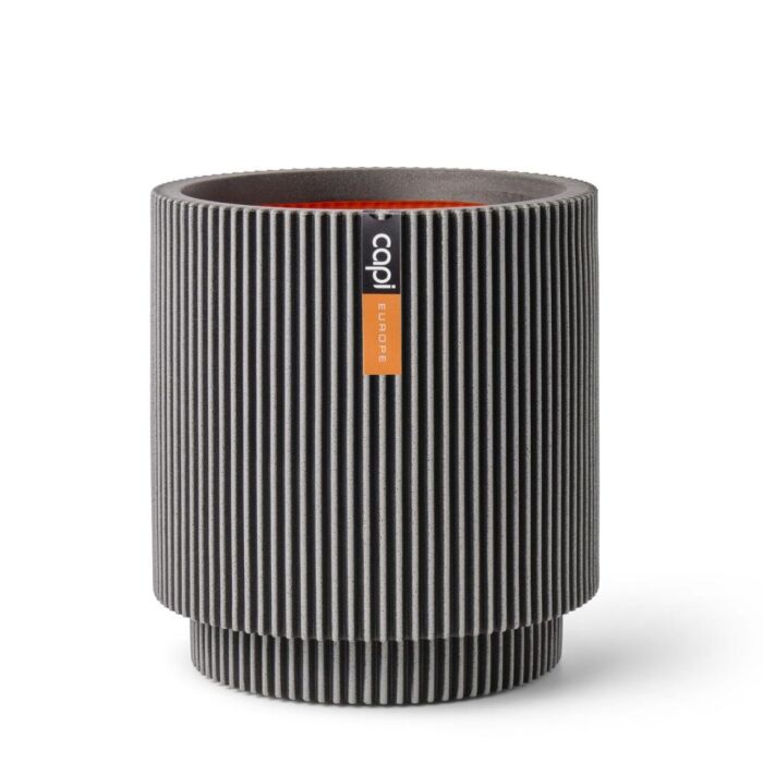 Blumentopf Vase zylinder groove anthrazit Ø 36 cm - Capi