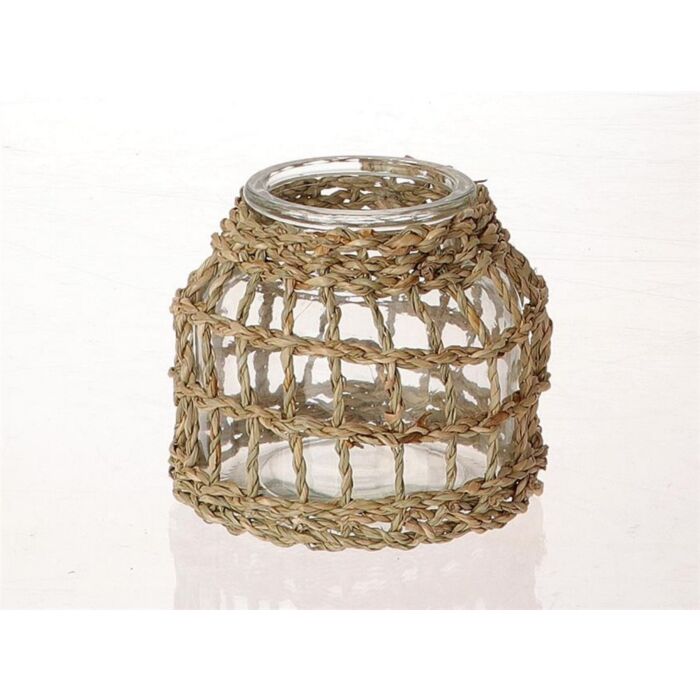 Theelicht quadratisch jute Ø 12 cm - HBX Theelicht quadratisch jute Ø 12 cm - HBX