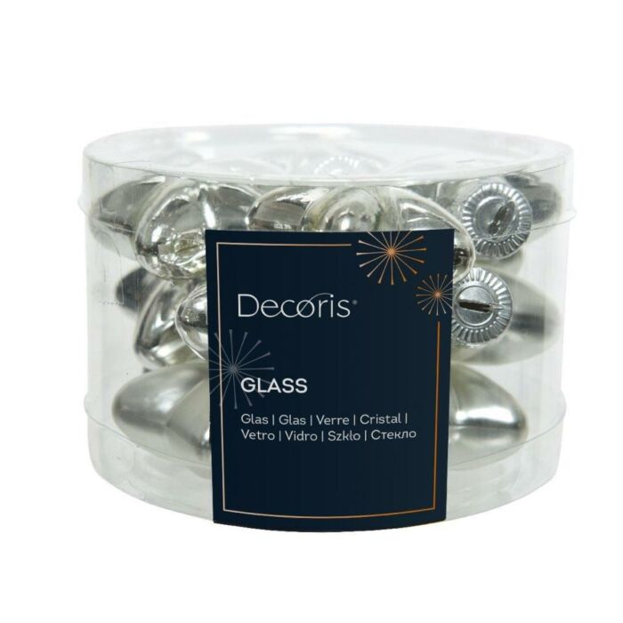 Anhänger Stern Glas Silber 4 cm Satz von 12 - Decoris Anhänger Stern Glas Silber 4 cm Satz von 12 - Decoris