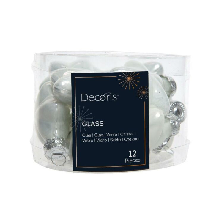 Anhänger Stern Glas winterweiß 4 cm Satz von 12 - Decoris Anhänger Stern Glas winterweiß 4 cm Satz von 12 - Decoris
