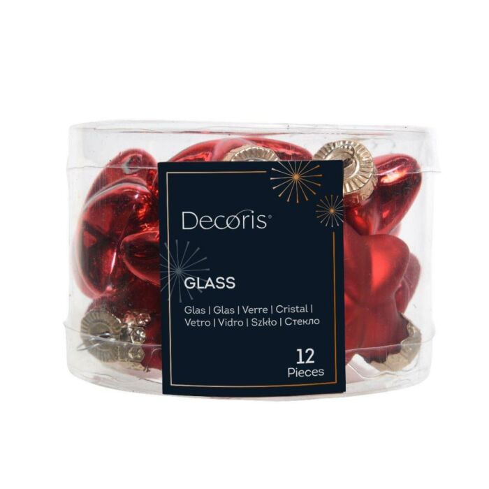 Anhänger Stern Glas Weihnachtsrot 4 cm Satz von 12 - Decoris Anhänger Stern Glas Weihnachtsrot 4 cm Satz von 12 - Decoris