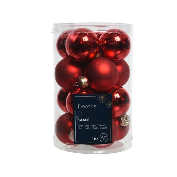 Weihnachtskugel aus Glas Emaille weihnachtlich rot Ø 3,5 cm 16er Set - Decoris Weihnachtskugel aus Glas Emaille weihnachtlich rot Ø 3,5 cm 16er Set - Decoris