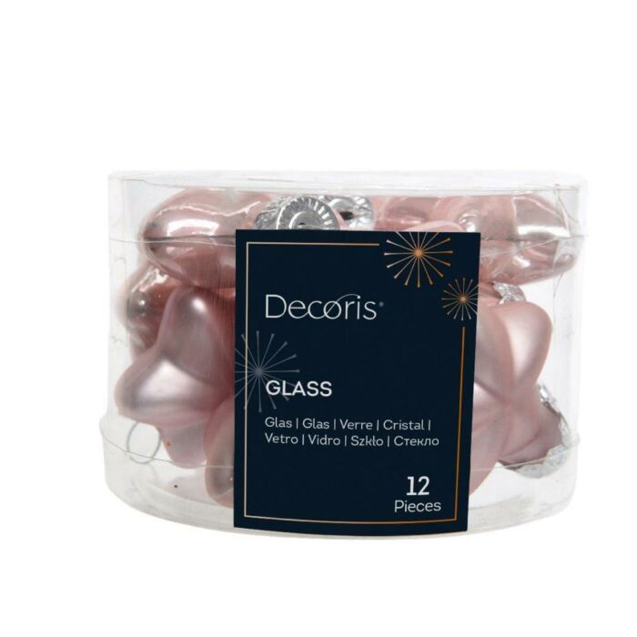 Anhänger Stern Glas Puderrosa 4 cm Satz von 12 - Decoris Anhänger Stern Glas Puderrosa 4 cm Satz von 12 - Decoris