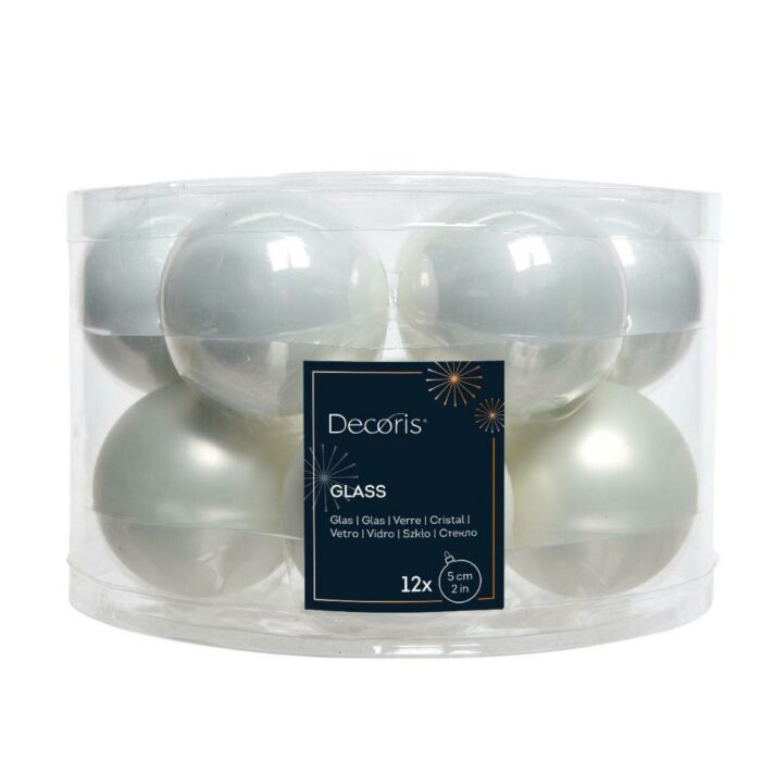 Weihnachtskugel aus emailliertem Glas Winterweiß Ø 5 cm 12er Set - Decoris Weihnachtskugel aus emailliertem Glas Winterweiß Ø 5 cm 12er Set - Decoris