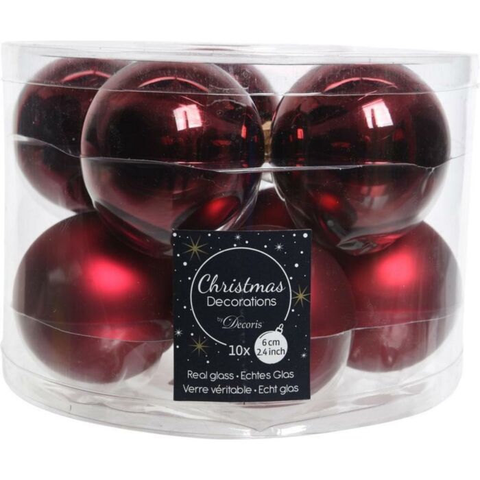 Weihnachtskugel Glas d6cm Ochsenblut 10St