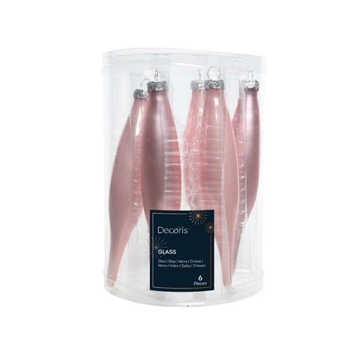Glasemail puderrosa Ø 3 cm 6er-Satz - Decoris