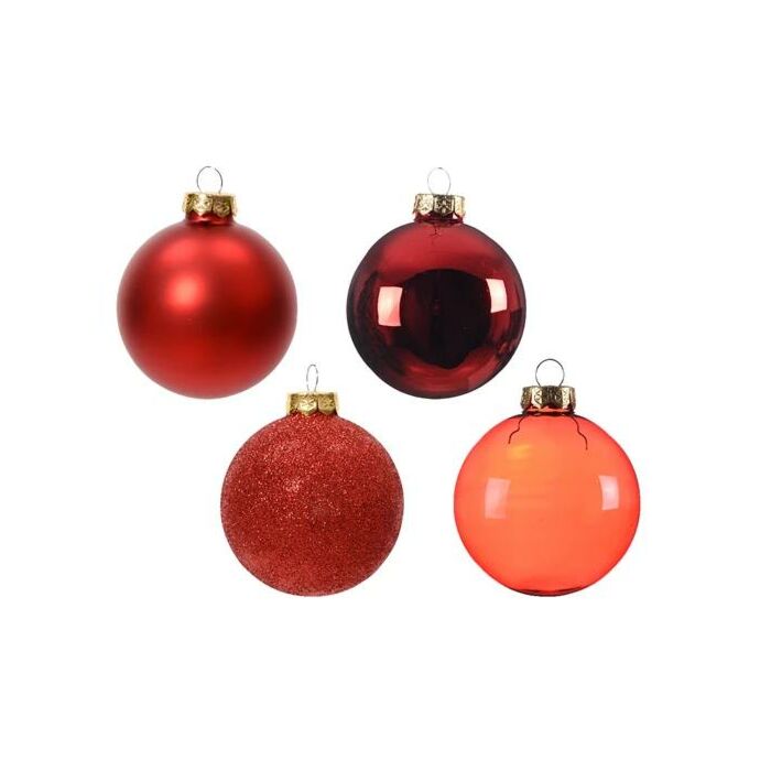 Weihnachtskugeln aus Glas weihnachtsrot 42er Set - Decoris