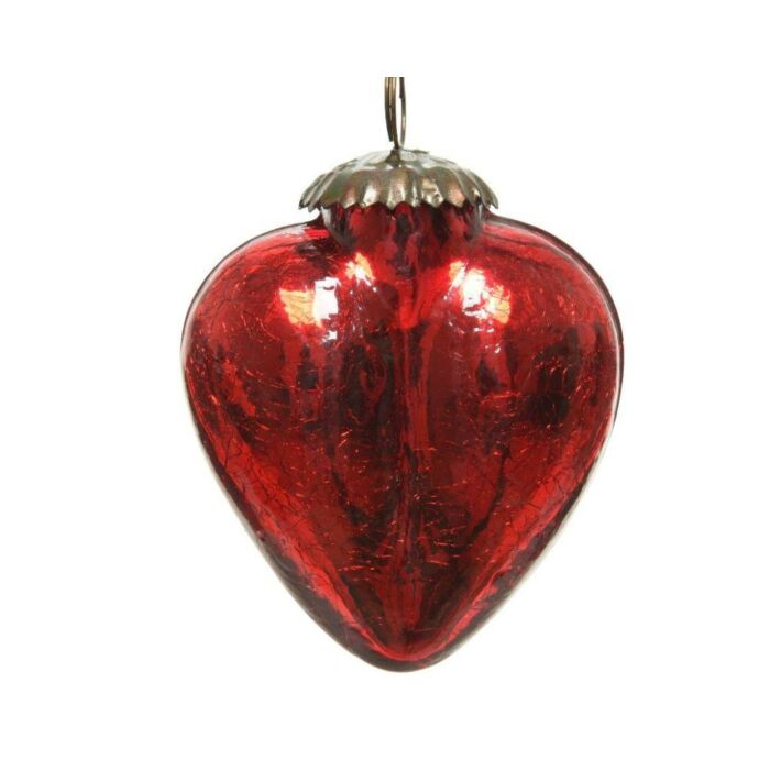 Weihnachtskugel Glas Crackle Herz gold 7,5 cm - Decoris