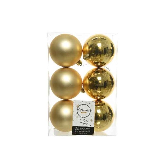 Weihnachtskugeln Plastik  Hell Gold 8cm