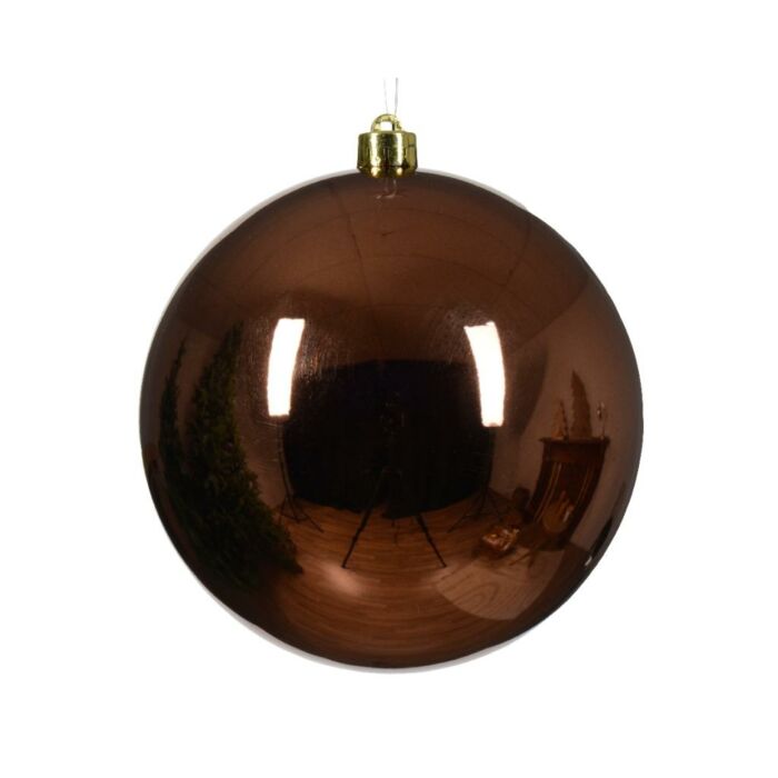 Kerstbal espresso braun Kunststoff Ø 14 cm - Decoris Kerstbal espresso braun Kunststoff Ø 14 cm - Decoris