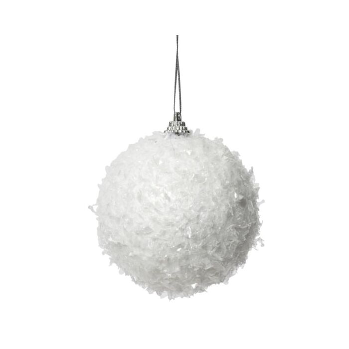 Weihnachtskugel Winterweiß mit Schneeeffekt 8 cm - Decoris Weihnachtskugel Winterweiß mit Schneeeffekt 8 cm - Decoris